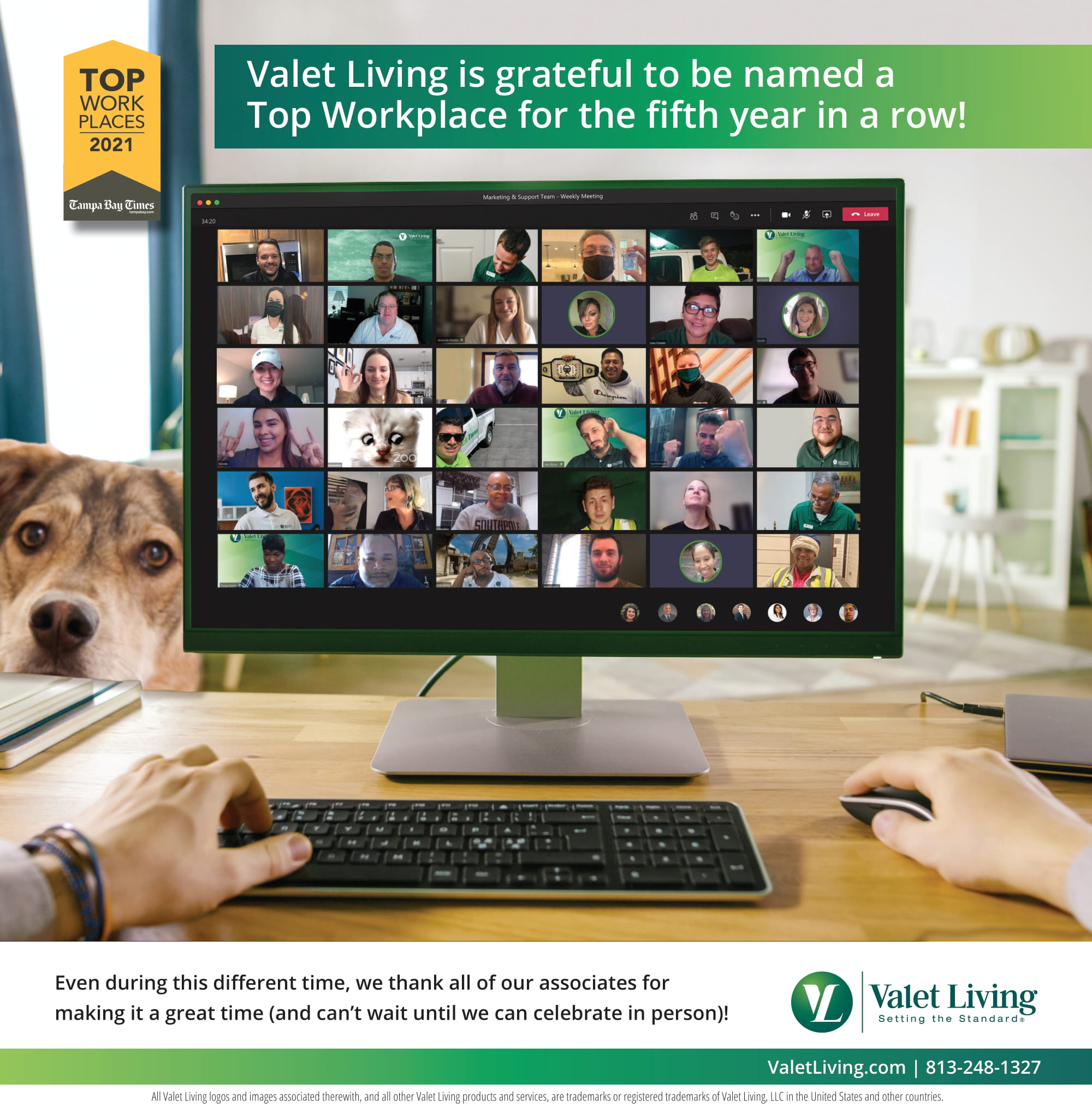 Valet Living is one of “Tampa Bay’s Top Small Workplaces in 2021”